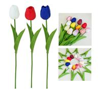 Fiori di rosa artificiali per matrimoni, bouquet di fascia alta, ornamenti decorativi di fascia alta, composizioni floreali artificiali per cimitero (rosso, 33 cm)