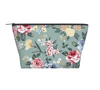 Fiori Di Rosa Su Sfondo Verde, Borsa da toilette Borsa per trucco Borsa per cosmetici Borsa da toilette da viaggio portatile