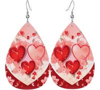 Fiori di San Valentino Cuori d'amore Rami ad Foglie Orecchini a goccia in pelle per le donne Decorazioni per matrimoni