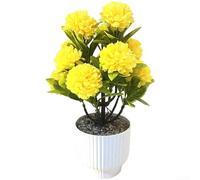 Fiori di seta crisantemo sfera 17 cm di larghezza realistica (giallo) | Design realistico, 12 teste di fiori, colori vivaci, tessuto di seta, look elegante