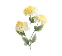 Fiori di seta realistici a 3 teste per steli di dalia, 64 cm, colore giallo | Petali realistici a strati, vivaci sfumature sfumate, nucleo in filo metallico robusto, lunghezza 64 cm, ideale per bouquet