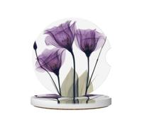 Fiori di speranza viola lavanda, Sottobicchieri per portabicchieri auto, confezione da 2, sottobicchieri in ceramica assorbente con base antiscivolo in sughero.