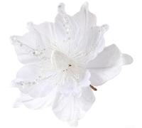 Fiori di stella di Natale artificiali stagionali con struttura in tessuto per decorazioni per la casa e sofisticate composizioni floreali in stile europeo (bianco)