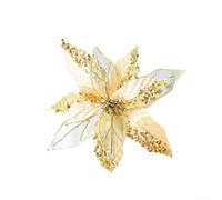 Fiori di stella di Natale glitterati con petali tridimensionali e perle per centrotavola per matrimoni e decorazioni stagionali per albero (oro)