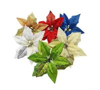 Fiori di stella di Natale glitterati grandi da 22 cm, per decorazioni natalizie, decorazioni per albero e casa vacanze, da appendere alle feste, piano del tavolo stagionale (confezione da 6) (verde)