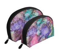 Fiori di tintura per cravatta, Borsa per trucco a conchiglia Portamonete da donna Borsa da toilette piccola Borsa per cosmetici 2 pezzi