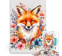 Fiori di volpe acquerello Puzzle da 1000 pezzi per adulti Giocattoli che creano dipendenza e sfidano l'intelligenza del cervello Lista dei desideri con Babbo Natale 38x26cm