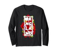 Fiori d'Inghilterra Red Tudor Rose Word Art - English Pride Maglia a Manica