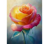 Fiori Diy Set Per Ricamo Con Perline Dipinto Ad Olio Di Una Rosa Blu Kit Per Ricamo A Punto Croce Con Perline Stampate Fai Da Te,Decorazioni Per La Casa 50x70 cm