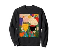 Fiori e Calici di Vino Un Brindisi al Colore e alla Vita Felpa