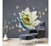 Fiori E Farfalle Semplici Freschi E Belli In Rilievo Carta Da Parati 3D Seta lusso Studio Sala Pranzo Divano Camera Per Mobili Letto Soggiorno Tv Muro-430cm×300cm