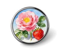 Fiori e fragole Distintivo rotondo Bottoni in metallo Squisito rotondo Distintivo Pin Button Parti circolari Moda Classico Porta Spille Bottoni per Camicie Vestiti Spilla 1 Pollice