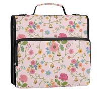 Fiori estivi Bella 3 Anelli Robusto Raccoglitore Della Chiusura Lampo con Cinghia Impermeabile Portfolio Organizer per Studente Medio Carpeta del organizador