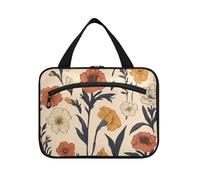 Fiori estivi Garofano Portulaca Grandiflora Narciso Beige Hanging Borse da toilette per Viaggiare Donne con gancio, Borse di moda firmate per gli uomini per gli elementi essenziali di viaggio estuches