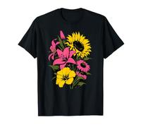 Fiori Estivi Girasole Giglio Ibisco Disegno Floreale Maglietta