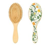 Fiori estivi Narcisi Spazzola per capelli in legno bianco Paddle Spazzola per capelli per le donne Spazzola in legno per la crescita dei capelli Spazzola di massaggio in legno