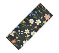 Fiori estivi Narciso Iris Nero stampato stuoie yoga da viaggio in gomma naturale antiscivolo, con copertura per borsa da yoga tapete para ejercicio 180,3 x 66 cm per gli uomini