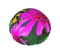 Fiori Farfalla Colorata 1 Stampa Doppio Strato Impermeabile Cuffia Da Doccia Donne Uomini Riutilizzabile Bagno Capelli Caps Fascia Elast