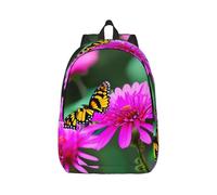 Fiori Farfalla variopinta 1 borsa da viaggio del computer portatile dello zaino della tela, cinghie anti-acqua ed ergonomiche per il lavoro, Nero , M