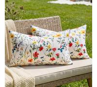 Fiori Federe Cuscini Divano 30x50 cm Set di 2 Impermeabili Moderno Decorativi Copricuscini Astratto Fiori Selvatici Cuscini da Esterno all'Aperto per Giardino Soggiorno Divano Pittura