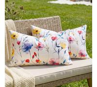 Fiori Federe Cuscini Divano 30x50 cm Set di 2 Impermeabili Moderno Decorativi Fiori Acquerello Copricuscini Astratto Cuscini da Esterno all'Aperto per Giardino Soggiorno Divano