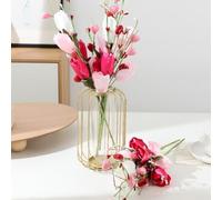 Fiori finti rosa e bianchi artificiali di seta dei tulipani delle teste per | Decorazione Realistica Composizione Floreale Matrimonio San Valentino Centrotavola Lunga Durata Elegante Bouquet 42 cm Steli