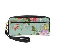 Fiori floreali d'epoca, Borsa per il trucco Borsa per cosmetici Borsa da viaggio portatile da toilette Astuccio in pelle per donne e ragazze