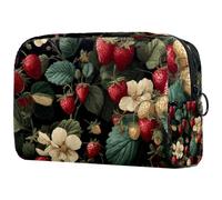 Fiori Foglie e Rami Sfondo Verde Salvia Piccola Borsa per il Trucco per le Donne Sacchetto di Immagazzinaggio Cosmetico con Cerniera Accessori di Belle, Multicolore 06, 18.5x7.5x13cm/7.3x3x5.1in