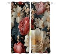 Fiori Foglie Oscurante Tenda,Stile Pastorale Opaco Tende,Termica Isolante Protezione Della privacy Tende Per Soggiorno Camera Da Letto Finestre Corridoio 2 Pannel Con Occhielli 117L x 229A CM