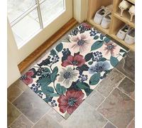Fiori Foglie Zerbino Ingresso Interno 50 X 80 Cm, Zerbino Entrata Ingresso Con Fondo Antiscivolo Tpr, Morbido Tappeto Ingresso Per Casa O Ufficio, Multicolore Illustrazioni Botaniche