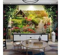 Fiori Freschi Verdi Della Foresta 3D Carta Da Parati Seta Testurizzata Alta Qualità Soggiorno Divano Camera Letto Pranzo Casa Muro-250cm×170cm