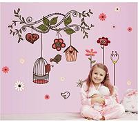 Fiori Gabbia per uccelli Sticker Adesivi Cucina Decorazione bambini Asilo nido decalcomania decalcomanie Home decor Fiori moderni ed eleganti Soggiorno Decorazione della camera da letto