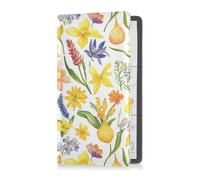 Fiori gialli Fiorisce Pu Leather Car Registrazione e Assicurazione Titolare Auto Essentials per ID, Patente di Guida, Chiavi Informazioni di Contatto