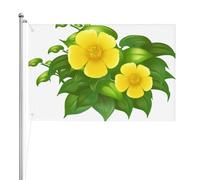 Fiori gialli nel cespuglio verde,Bandiera da giardino, bandiera decorativa da cortile, bandiera bifacciale, 2x3 piedi, per esterni e interni