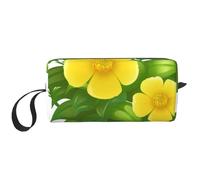 Fiori Gialli Nel Cespuglio Verde, Borsa per il trucco Borsa per cosmetici Borsa da toilette da viaggio portatile Borsa per trucco Organizer