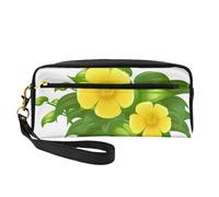 Fiori Gialli Nel Cespuglio Verde, Borsa per il trucco Borsa per cosmetici Borsa da viaggio portatile da toilette Astuccio in pelle per donne e ragazze