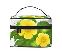 Fiori Gialli Nel Cespuglio Verde, Borsa per il trucco Borsa per cosmetici Borsa da viaggio portatile da viaggio Astuccio per matite