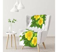 Fiori gialli nel cespuglio verde,Coperta morbida, calda, anti-pilling, in flanella, peluche, 76 x 102 cm