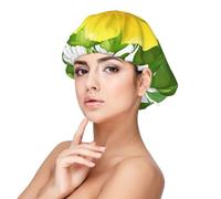 Fiori gialli nel cespuglio verde,Cuffia da notte in raso per adulti - Cuffia da notte elastica per donna, copricapelli per la notte