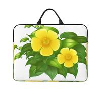 Fiori gialli nel cespuglio verde, Custodia per laptop da 14 pollici, borsa per notebook, custodia per laptop, valigetta con maniglia