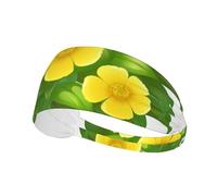 Fiori gialli nel cespuglio verde,Fascia elastica per capelli multiuso unisex, fascia antisudore sportiva