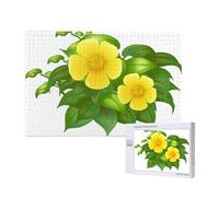 Fiori gialli nel cespuglio verde,Puzzle in legno da 1000 pezzi per famiglie, puzzle per adulti e adolescenti