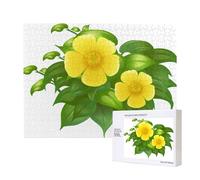 Fiori gialli nel cespuglio verde,Puzzle in legno da 500 pezzi, gioco di famiglia, puzzle per adulti e adolescenti, decorazioni per la casa