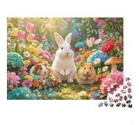 Fiori Giardino Puzzle 1000 Pezzi Riciclato Coniglio Criceto Puzzle per Ragazzo & Ragazza Accessori Gioco Genitore-Figlio Sviluppa Intelligenza Ragazzo & Ragazza Educativo 70x50cm/1000pcs