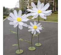 Fiori Giganti per Decorazione 1 Set Garza Artificiale Grandi Fiori con Base In Piedi Regolabile per Matrimonio San Valentinos Festa Della Mamma(White)
