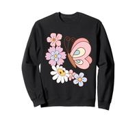 Fiori Groovy Farfalla Retro Floreale 60s 70s Estetica Felpa