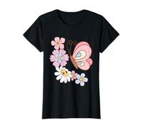 Fiori Groovy Farfalla Retro Floreale 60s 70s Estetica Maglietta