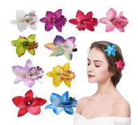 Fiori hawaiani per capelli, 10 pezzi, decorazione hawaiana bohémien | Fermagli per capelli a forma di fiore, per spiaggia, vacanze, casa, viaggi, feste nuziali, estate, primavera