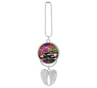 Fiori in fontana Massaggio Pietre Auto Appeso Ornamento Specchio Retrovisore Pendente Regali Fortunati Ornamento Appeso Divertente Ciondolo Auto per Ufficio Auto Decorazione Casa, One size, Zinco