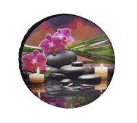 Fiori in fontana Massaggio Pietre Coperture per pneumatici Impermeabile Anti UV Copertura per Pneumatico 26 "Single Axle Wheel Covers per RV Truck SUV Trailer Universale per tutte le stagioni